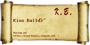 Kiss Balló névjegykártya